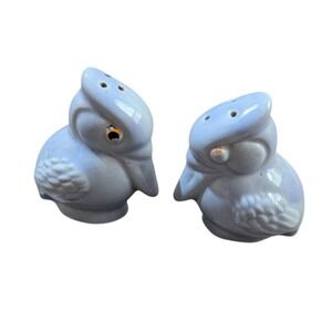 Vintage Blue Ceramic Pelican Salt and Pepper‎ Shakers Set Coastal Nautical Decor